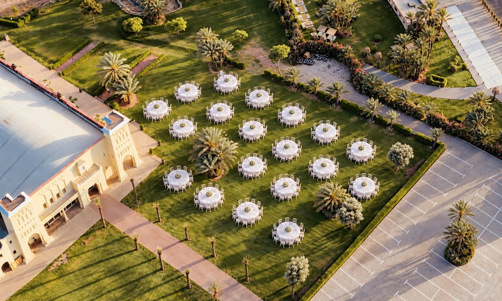 Dîner de gala en plein air dans les jardins de la Kasbah